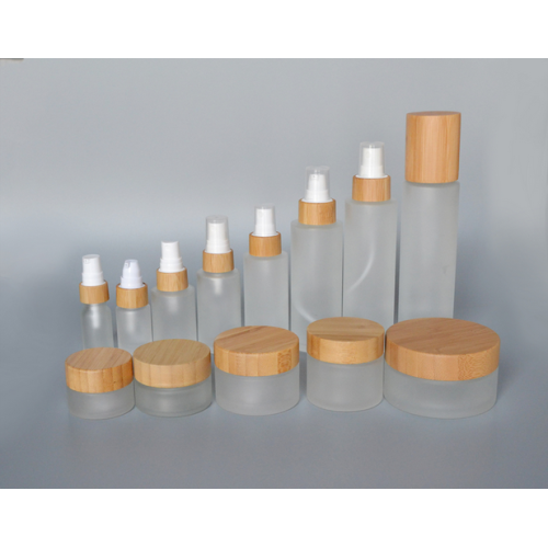 100g empty bamboo cosmetic lid frosted glass jars/cosmetic lotion bottles/cosmetic bottles and jars